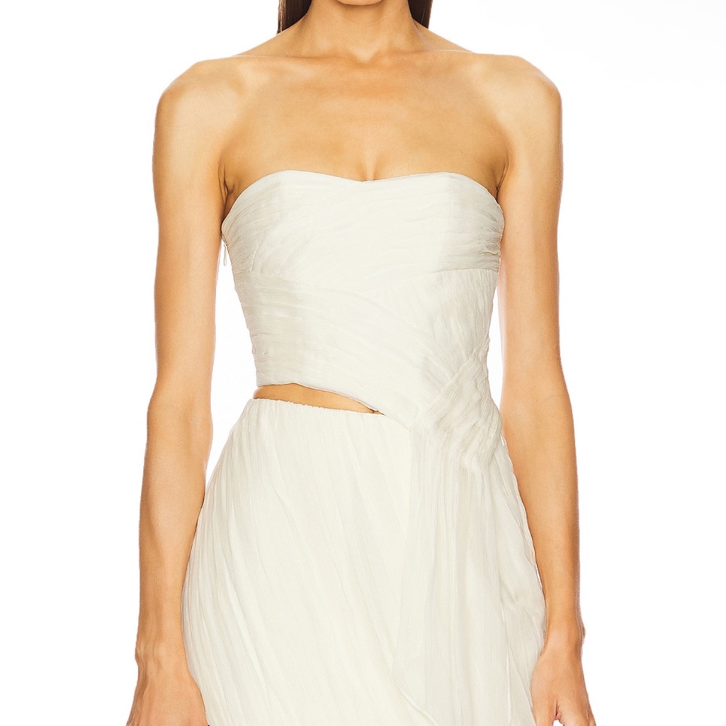 L’academie By Marianna Amiens Strapless Draped Asymmetrical Top In Ivory Medium